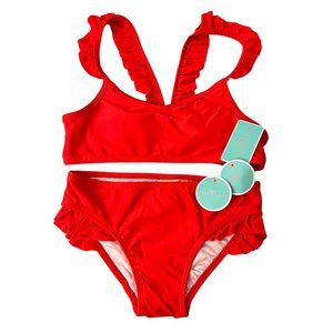 KIDS GIRLS Solid Red Swimming Suit Bikini SET – Girls 16